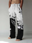 Χαμηλού Κόστους λινό παντελόνι-Ανδρικά Λευκά παντελόνια Σακουλιασμένος Παντελόνι παραλίας 3D εκτύπωση Ελαστικό σχέδιο κορδονιών περίσφιξης Μπροστινή τσέπη Μοντέρνα Κομψό στυλ street Μεγάλο και ψηλό Causal Καθημερινά Για διακοπές