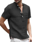 cheap Men&#039;s Casual Shirts-Men&#039;s Casual Shirt Solid Color Henley Street Casual Button-Down Short Sleeve Tops Classic Comfortable White Black Blue / Summer / Spring / Summer