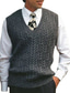ieftine veste pulover1-Bărbați Vestă pulover Plover Tricotat Tricotat Culoare solidă În V Stilat Stil Vintage Oficial În aer liber Îmbrăcăminte Iarnă Toamnă Negru Roșu Vin S M L