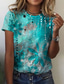 olcso Női pólók-Női Póló Dizájn 3D nyomtatás Virágos Grafika Dizájn Hosszú ujj Kerek Napi Szabadság Nyomtatott Ruházat Ruhák Dizájn Alap Lóhere Medence Bíbor