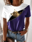 זול טישרטים לנשים-בגדי ריקוד נשים חולצה קצרה מעצב הדפסת תלת מימד חתול גראפי 3D עיצוב שרוולים קצרים צווארון עגול קזו&#039;אל דפוס בגדים בגדים מעצב בסיסי תלתן שחור סגול