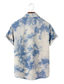 billige Skjorter med tryk til mænd-Herre Skjorte Trykt mønster Grafisk Batikfarvet Klassisk krave Fest Daglig 3D-udskrivning Kortærmet Toppe Designer Hawaiiansk Blå / Hvid