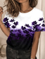 abordables Camisetas de mujer-Mujer Camiseta Design Impresión 3D Floral Graphic Diseño Manga Corta Escote Redondo Casual Festivos Estampado ropa Design Básico Verde Trébol Negro Morado