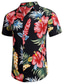 cheap Men&#039;s Printed Shirts-Men&#039;s Shirt Print Floral Palm Leaf Leaves Classic Collar Daily Holiday Print Short Sleeve Tops Casual Fashion Tropical Hawaiian White Black Pink / Summer / Spring / Summer