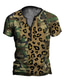halpa miesten henley-paidat-Miesten Henley-paita T-paita Suunnittelija 1950-luku Kesä Lyhythihainen Kuvitettu Leopardi Painettu Henley Kausaliteetti Päivittäin Painike alas Painettu Vaatteet Vaatteet Suunnittelija 1950-luku