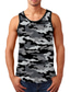 cheap Gym Tank Tops-Men&#039;s Tank Top Undershirt Lightweight Fashion Comfortable Sleeveless Black / Red Black / White Black Blue Brown Camo / Camouflage Flame Crew Neck Casual Daily Print Clothing Clothes Lightweight