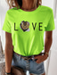 preiswerte T-Shirt-Damen T Shirt Design Heißprägen Katze Graphic 3D Frieden Liebe Design Kurzarm Rundhalsausschnitt Alltag Bedruckt Kleidung Design Basic Grün Weiß Blau