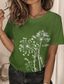 preiswerte T-Shirt-Damen T Shirt Design 3D-Druck Graphic Löwenzahn Design Kurzarm Rundhalsausschnitt Alltag Festtage Bedruckt Kleidung Design Basic Grün Purpur Hellgrün