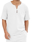 billiga fritidsskjortor för män-Herr Casual skjorta Ensfärgat Henley Gata Ledigt Kortärmad Blast Bomull Ledigt Mode Andningsfunktion Bekväm Vit Svart Blå