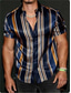 رخيصةأون قمصان رجالية مطبوعة-رجالي قميص هاواي قميص مخطط الوها ياقة كلاسيكية فضفاض طباعة كم قصير قمم مصمم مريح أبيض أزرق أصفر