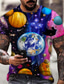 billige 3D-herreskjorter-Herre T-shirt Designer Sommer Kortærmet Grafisk Interstellar Trykt mønster Rund hals Gade Daglig Trykt mønster Tøj Tøj Designer Afslappet Stor og høj Blå