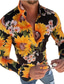 cheap Men&#039;s Casual Shirts-Men&#039;s Shirt Floral Striped Cheetah Print Collar Turndown Casual Daily Button-Down Long Sleeve Tops Cotton Casual Fashion Breathable Comfortable White Black Blue
