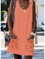 billige Tanks og camisole til kvinner-Kvinners Camisole Tank Top T-skjorte Kjole Vest Gatebruk Uformell Lomme Uten Ermer Lange Topper U-Hals Daglig Helg Svart Hvit Gul Vin Blå