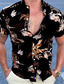זול חולצות מודפסות לגברים-בגדי ריקוד גברים חולצה חולצת הוואי פרחוני שלום צווארון קלאסי שחור אודם פול תלתן מפלגה רחוב שרוולים קצרים דפוס ביגוד וינטאג&#039; מעצב סקסי נוח