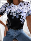 abordables T-shirts Femme-Femme T shirt Tee Design 3D effet Floral Graphic Design Manches Courtes Col Rond Décontractée Vacances Imprimer Vêtements Design basique Vert Bleu Violet