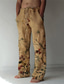tanie lniane spodnie-Męskie Lniane spodnie Spodnie Spodnie plażowe Druk 3D Elastyczna konstrukcja ze sznurkiem Przednia kieszeń Designerskie Moda Duży i wysoki Codzienny Na wakacje Komfort Miękka Wzory graficzne Kwiat