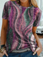 Χαμηλού Κόστους Γυναικεία T-Shirts-Γυναικεία Μπλουζάκι Υψηλής Ποιότητας 3D εκτύπωση Γραφική Σχέδιο Κοντομάνικο Στρογγυλή Λαιμόκοψη Causal Στάμπα Ρούχα Ρούχα Υψηλής Ποιότητας Βασικό Θαλασσί Ανθισμένο Ροζ Καφέ
