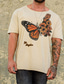 cheap Men&#039;s Casual T-shirts-Men&#039;s T shirt Tee Summer Short Sleeve Graphic Patterned Butterfly Hot Stamping Crew Neck Casual Daily Print Clothing Clothes Lightweight Casual Fashion White