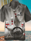 baratos camisas 3d masculinas-Homens Camisa Social Impressão 3D Bola de boliche Aberto para a Lateral Rua Casual 3D Botão para baixo Manga Curta Blusas Casual Moda Respirável Confortável Cinzento