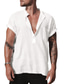 cheap Men&#039;s Casual Shirts-Men&#039;s Casual Shirt Solid Colored Henley Street Casual Button-Down Short Sleeve Tops Casual Fashion Breathable Comfortable White Black Gray