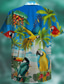 billige Hawaiiskjorts-Herre Skjorte Sommerskjorte Hawaii skjorte Grafisk Dyr Hawaiisk Aloha Design Aftæpning Sea Blue Blå Mørkegrønn Oransje Brun Trykt mønster utendørs Gate Kortermet 3D Knapp ned Klær Mote Designer