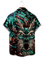 abordables Chemises imprimées pour hommes-Homme Chemise Graphic Dragon Col Classique Vert / Noir Print Soirée du quotidien Manche Courte Imprimer Vêtement Tenue Vêtement de rue Hawaïen Design