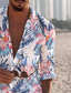 Недорогие Гавайские рубашки-Муж. Рубашка Гавайская рубашка Цветочный принт Отложной Черный / Белый Лиловый Цвет радуги на открытом воздухе Для улицы Длинный рукав Кнопка вниз С принтом Одежда
