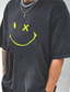 baratos Camisetas masculinas casuais-Homens Camiseta Verão Manga Curta Cara de emoji Gola Redonda Casual Diário Roupas Leve Casual Moda Preto