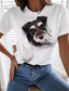billige T-shirts til kvinde-Dame T-shirt Designer 3D-udskrivning Hund Grafisk 3D Design Kortærmet Rund hals Afslappet Trykt mønster Tøj Tøj Designer Basale Hvid Blå Lilla