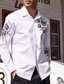 Χαμηλού Κόστους Ανδρικά πουκάμισα-Ανδρικά Επίσημο Πουκάμισο Φλοράλ Απορρίπτω Πάρτι Δρόμος Κεντητό Κουμπί-Κάτω Μακρυμάνικο Άριστος Μοντέρνα Αναπνέει Άνετο Κρασί Λευκό Μαύρο