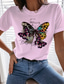 cheap Women&#039;s T-shirts-Women&#039;s T shirt Tee Designer Hot Stamping Graphic Butterfly Design Short Sleeve Round Neck Casual Print Clothing Clothes Designer Basic White Blue Gray
