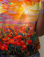 abordables T-shirts Femme-Femme T shirt Tee Design 3D effet Floral Graphic Paysage Design Manches Courtes Col Rond du quotidien Imprimer Vêtements Design basique Rétro Vintage Orange