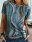 billige T-skjorter til kvinner-Dame T skjorte Designer 3D-utskrift Grafisk Design Kortermet Rund hals Avslappet Trykt mønster Klær Klær Designer Grunnleggende Blå Rosa Brun