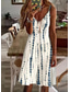 olcso Buliruhák-Női Pántos ruha Térdig érő ruha Fehér Ujjatlan Mértani Batikolt Nyomtatott Tavasz Nyár V-alakú Buli Elegáns Alkalmi 2022 S M L XL XXL 3 XL / 3D nyomtatás