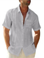 Недорогие мужские повседневные рубашки-Муж. Рубашка Летняя рубашка Сплошной цвет Отложной Черный Белый Светло-синий Серый Повседневные С короткими рукавами Одежда Спорт На каждый день