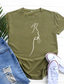 preiswerte T-Shirt-Damen T Shirt Design Heißprägen Katze Design Buchstabe Kurzarm Rundhalsausschnitt Täglich Bedruckt Kleidung Design Basic Grün Weiß Schwarz