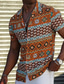 billige Skjorter med tryk til mænd-Herre Skjorte Sommer skjorte Tribal Aftæpning Rød Orange Grøn udendørs Gade Kortærmet Knap ned Trykt mønster Tøj Mode Afslappet Åndbart Bekvem