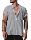 cheap Men&#039;s Casual Shirts-Men&#039;s Casual Shirt Solid Colored Henley Street Casual Button-Down Short Sleeve Tops Casual Fashion Breathable Comfortable White Black Gray