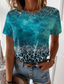 お買い得  レディースＴシャツ-女性用 Tシャツ デザイナー 3Dプリント グラフィック レオパード デザイン 半袖 ラウンドネック カジュアル プリント 服装 デザイナー ベーシック グリーン ブルー パープル