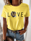 baratos T-Shirts de mulher-Mulheres Camiseta Designer Impressão A Quente Gato Gráfico 3D Paz e amor Detalhes Manga Curta Decote Redondo Casual Imprimir Roupas Designer Básico Verde Branco Azul