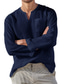 billige mænds fritidsskjorter-Herre linned skjorte Casual skjorte Helfarve V-hals Sort Hvid Lyserød Rød Navyblå udendørs Gade Langærmet Tøj Klassisk Bekvem