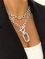 お買い得  Men&#039;s Trendy Jewelry-ネックレス クロム 女性用 オリジナル 近代の パンク 多層式 幸運な クール ウェディング 円形 ネックレス 用途 結婚式 贈り物 日常 / 2個