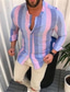 cheap Men&#039;s Casual Shirts-Men&#039;s Casual Shirt Striped Stand Collar Street Casual Button-Down Long Sleeve Tops Casual Fashion Breathable Comfortable Purple / Summer