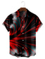 billige Skjorter med tryk til mænd-Herre Skjorte Trykt mønster Blomstret Grafisk Klassisk krave Fest Daglig 3D-udskrivning Kortærmet Toppe Designer Hawaiiansk Sort / Rød