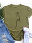 baratos T-Shirts de mulher-Mulheres Camiseta Designer Impressão A Quente Gato Detalhes Letra Manga Curta Decote Redondo Diário Imprimir Roupas Designer Básico Verde Branco Preto
