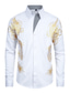 Χαμηλού Κόστους Επίσημα πουκάμισα-ανδρικά πουκάμισα σμόκιν με στάμπα δράκος turndown party street button-down στάμπα μακρυμάνικο μπλουζάκια μόδας αναπνεύσιμα άνετα λευκά καλοκαιρινά πουκάμισα