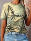 billige T-shirts til kvinde-Dame T-shirt Designer 3D-udskrivning Grafisk Sommerfugl Design Kortærmet Rund hals Afslappet Trykt mønster Tøj Tøj Designer Basale Gul