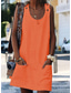 billige Tanks og camisole til kvinner-Kvinners Camisole Tank Top T-skjorte Kjole Vest Gatebruk Uformell Lomme Uten Ermer Lange Topper U-Hals Daglig Helg Svart Hvit Gul Vin Blå