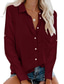 رخيصةأون بلوزات وقمصان للنساء-المرأة بلوزة قميص عادي كم طويل قميص طوق الأعمال الأساسية الأنيقة الأعلى