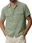 billiga fritidsskjortor för män-Herr Skjorta Solid färg Nedvikt Gata Ledigt Button-Down Kortärmad Blast Mode Andningsfunktion Bekväm Grön Blå Vit